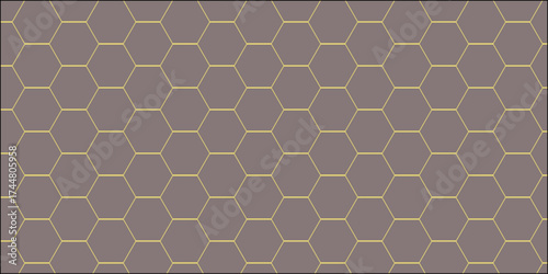 Seamless geometric honeycomb pattern with yellow and orange hexagonal cells for a sweet vector background texture