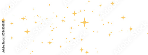 A collection of golden stars shines brightly against a white background, creating a sense of wonder and enchantment suitable for various design projects.