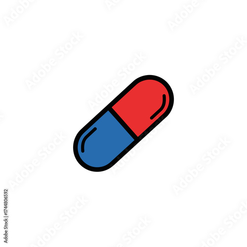 A single, detailed capsule, split into two colored sections, isolated on white background.