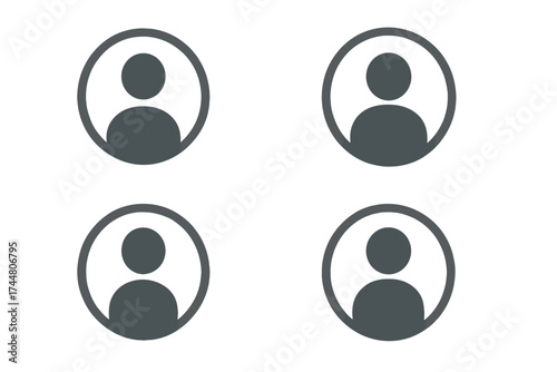 User icon avatar profile login member circle button isolated on white background vector illustration collection set digital identity personal account symbol design