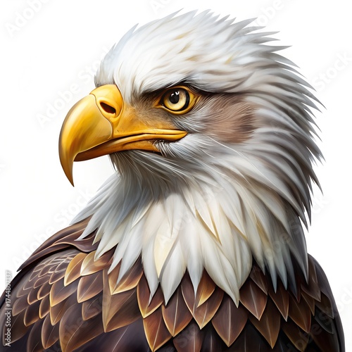 Bald Eagle Head Profile with Detailed Feathers raptor