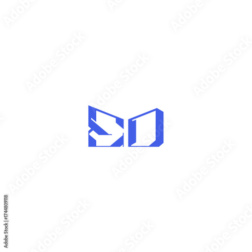 techno geometric style ED square concept abstract monogram initial logo design letter