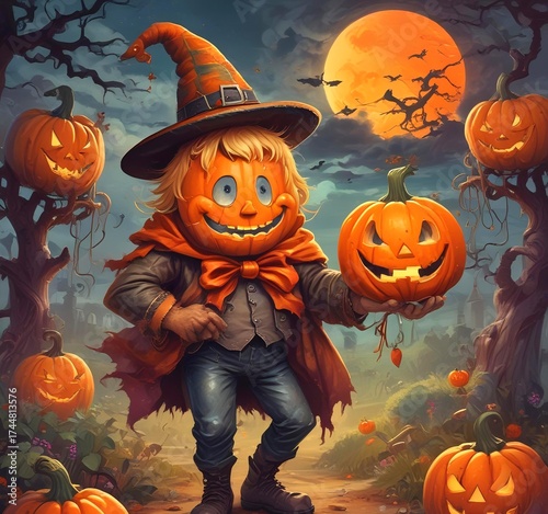 Illustration of jack lantern pumpkin
