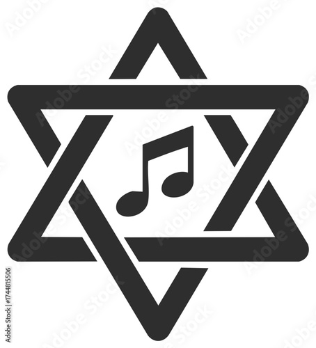 Star of David with musical note symbol representing Jewish music and culture
