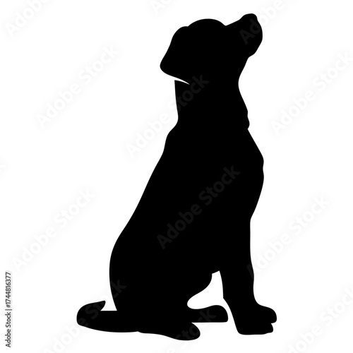 Vector Silhouette od Sitting Dog. Dog Vector Graphic