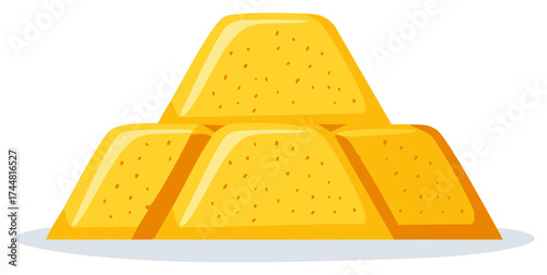 Bright golden ingots stacked representing wealth finance success and precious metal illustration