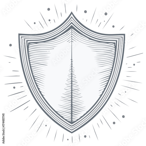 Classic engraved style shield icon heraldry symbol for security protection or family crest heraldic achievement emblem