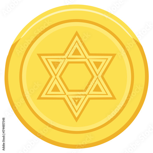 Gold Coin Featuring Star of David Symbolism for Religious Concepts