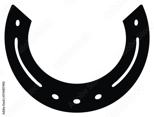Classic horseshoe black silhouette icon. A simple vector graphic symbol of luck and equestrian life.