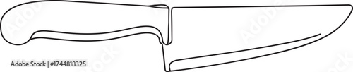 Hand drawn illustration of a butcher knife on a one line
