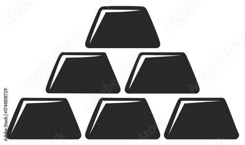 Gold Bars Stacked, Wealth Icons, Financial Concept, Investment, Success Symbol, Geometric Shapes