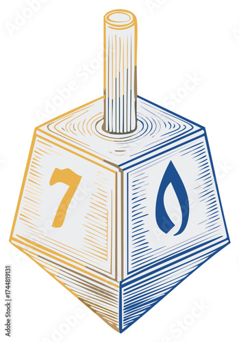 Hand Drawn Dreidel Vector Illustration Hanukkah Jewish Holiday Celebration Tradition