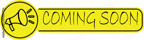 Coming Soon Banner icon. Suitable for marketing, launch teasers, or notifications. Promotion sticker for new product launch or opening. Isolated vector illustration.