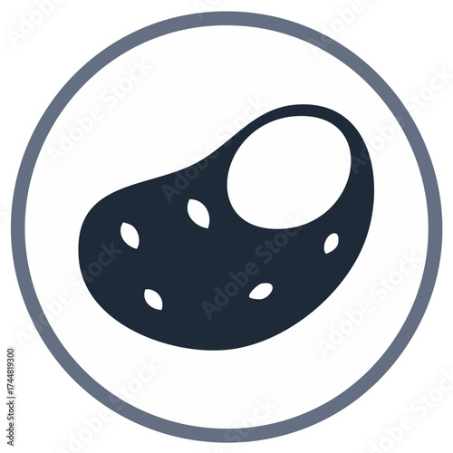 Stylized potato inside circle. Potatoes with eyes. Minimalist potato icon in a round border.