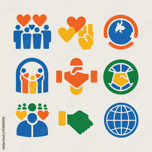 Creative Global Dignity Day design in solid color vector style with multicultural people, symbolic hearts, unity icons, and empowerment motifs perfect for social awareness and educational content