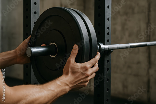 Man adding more weight to adjustable dumbbell in gym