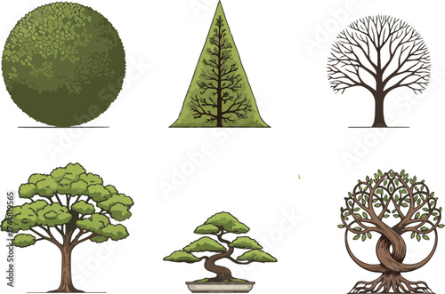 Tree Icons – Life and Growth Minimal Vector Set