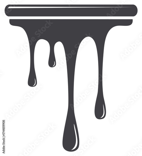 Dripping black paint or oil liquid flowing down in a simple vector illustration