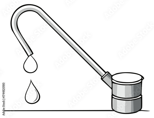 Dipper and water drops illustration ladle metal vessel flowing liquid