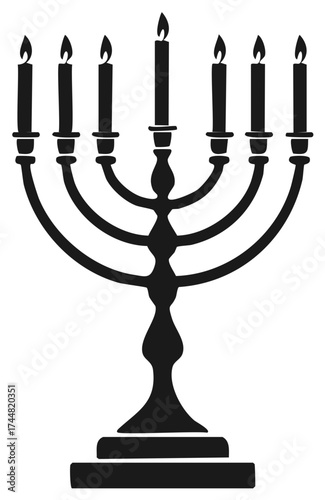 Traditional seven-branched candelabrum with lit candles, ancient spiritual symbol.