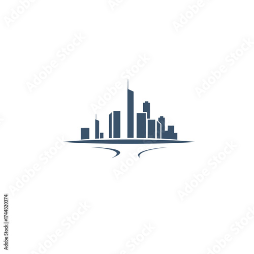 Silhouette of a city skyline with skyscrapers against a bright moon, framed by a stylized baseball diamond shape.