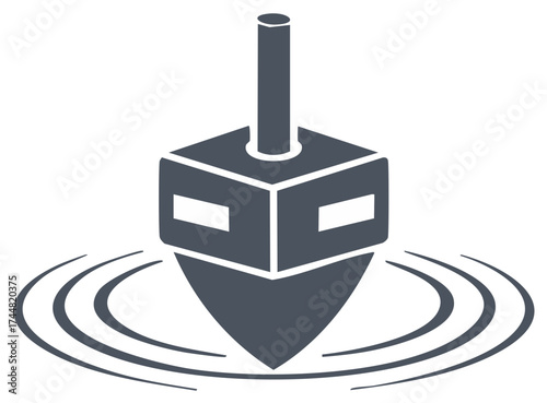 Spinning Dreidel Holiday Icon with Motion Lines for Festive Celebrations