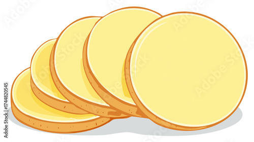Sliced potato rounds food preparation ingredient detail illustration
