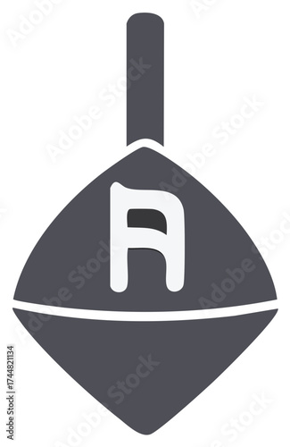 Dreidel Illustration with Hebrew Letter Nun Traditional Hanukkah Toy Spinning Top