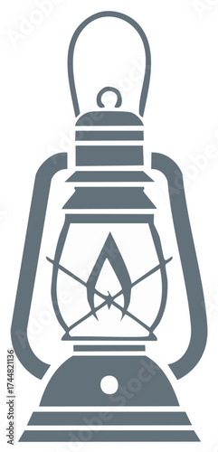 Vintage oil lantern with a glowing flame illustration