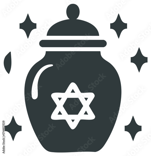 Symbolic Jar with Star of David and Sparkle Accents