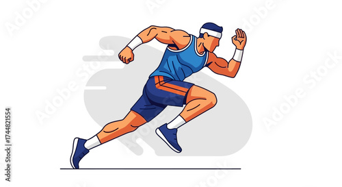 Dynamic runner sprinting with energy and determination, perfect for fitness campaigns or athletic promotions, showcasing speed, endurance and healthy lifestyle
