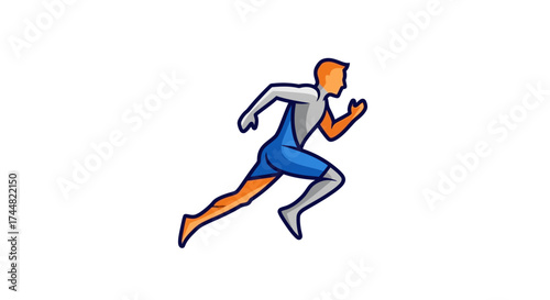 Dynamic runner sprinting forward with speed and power, ideal for sports, fitness, and health brands seeking vibrant and energetic visuals for campaigns