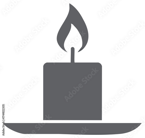 Burning Candle Flat Design Icon for Celebration or Memorial Symbol Template