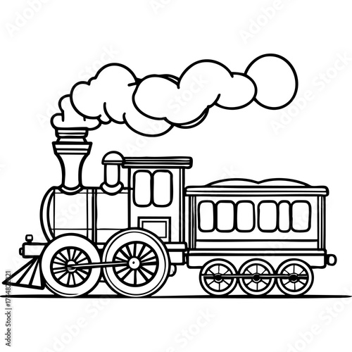 Steam Train Engine Outline