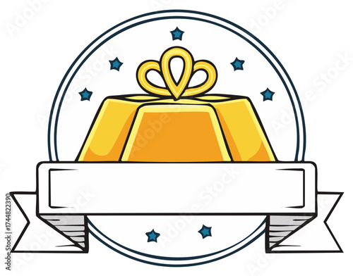Gold Bar Gift Emblem Award Ribbon Celebration