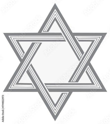 Gray Interwoven Star of David Graphic Symbol Religious Icon Judaism Tradition Elegant Shape Isolated