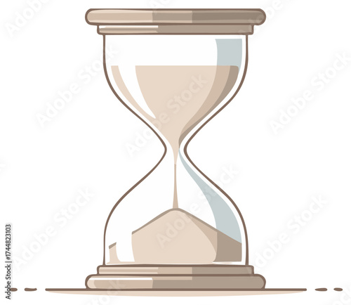 Stylized illustration of a sand timer measuring the passage of time with a minimalist aesthetic