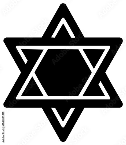 Stylized Jewish Star Icon Isolated Symbol Represents Faith Tradition