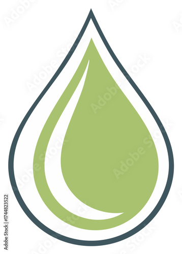 Abstract Graphic Water Drop Vector Illustration with Green and Blue Border