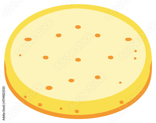 Illustration of a Stack of Golden Corn Tortillas with Small Holes