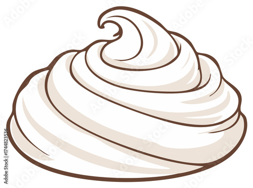 Swirl of Creamy Whipped Topping Isolated on White Background