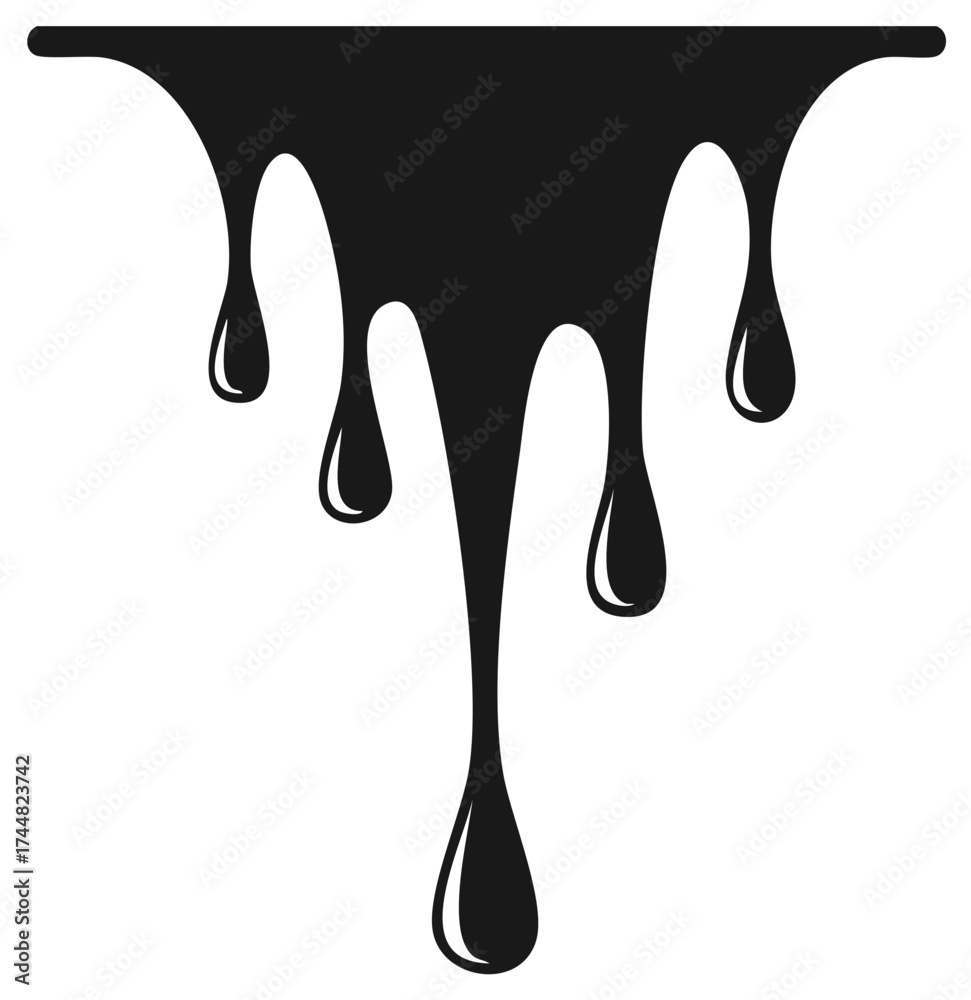 Obraz premium Black Paint Drips and Droplets Vector Illustration