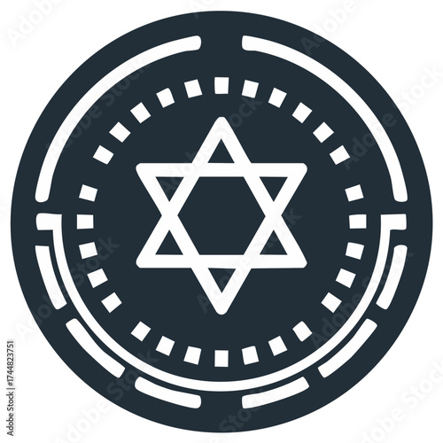 Stylized Star of David geometric symbol with abstract circular design