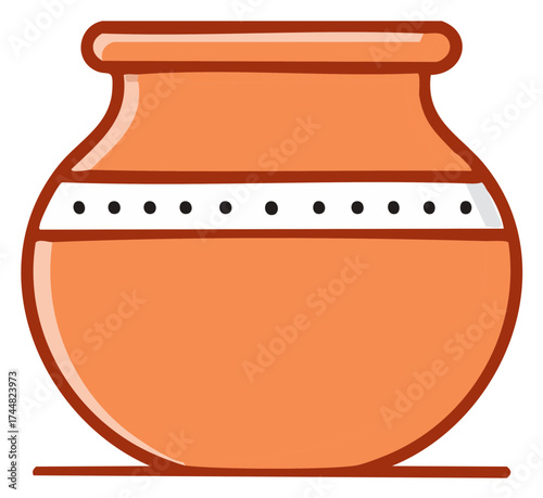 Simple cartoon illustration of a traditional terracotta clay water pot