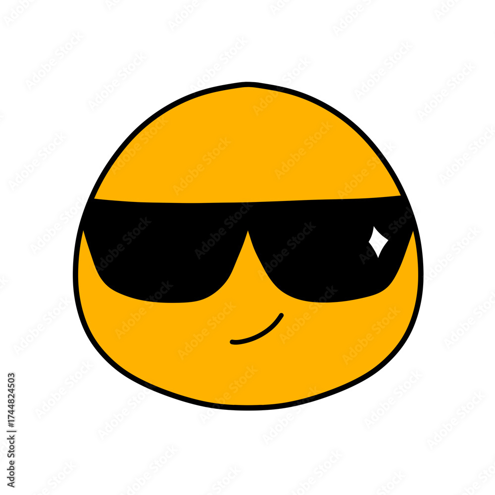 Fototapeta premium Cute emoji emoticon emotion face icon hand draw