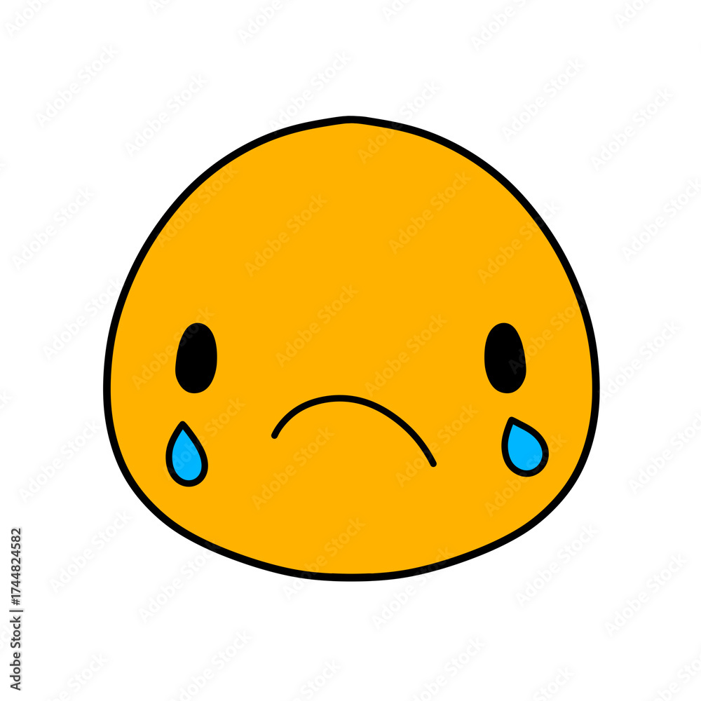 Fototapeta premium Cute emoji emoticon emotion face icon hand draw