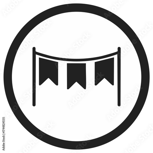 Festive pennant flag bunting garland decoration icon in circle graphic element