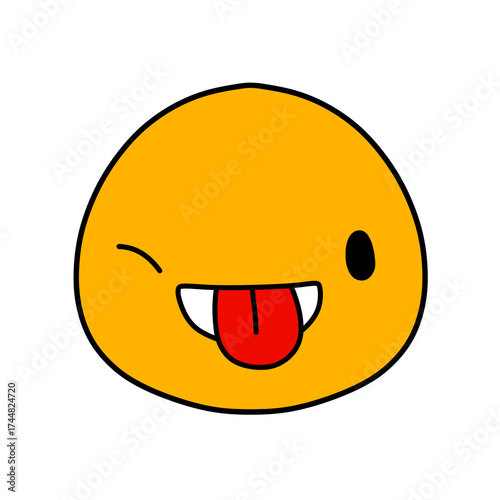 Cute emoji emoticon emotion face icon hand draw
