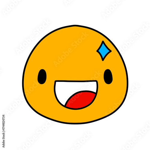 Cute emoji emoticon emotion face icon hand draw