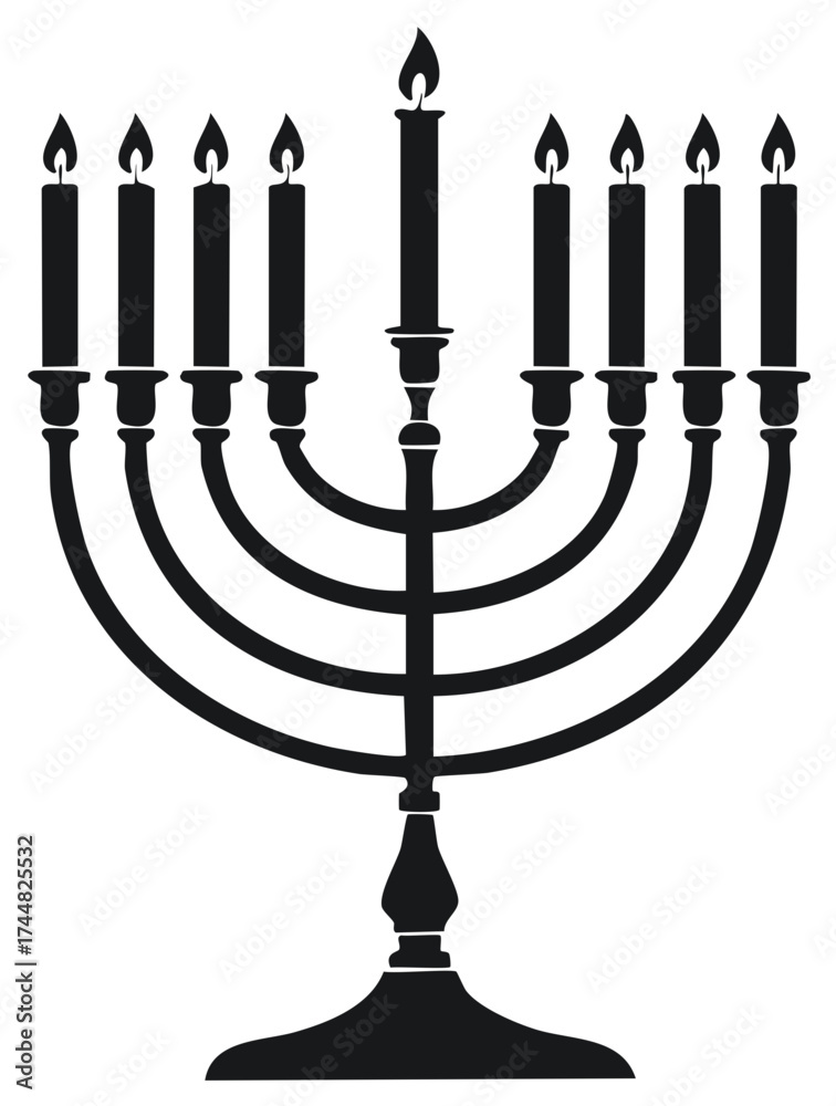 Fototapeta premium Hanukkah Menorah with Burning Candles Holiday Illustration